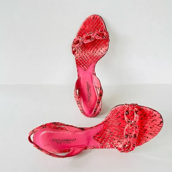 Dolce & Gabbana pink snakeskin sandals 37.5 - Picture 6 of 12